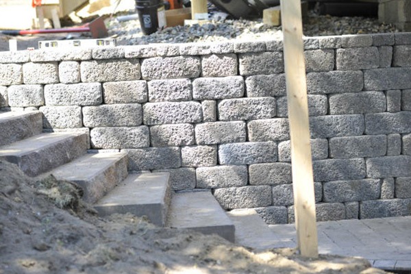 Steps being built with cement